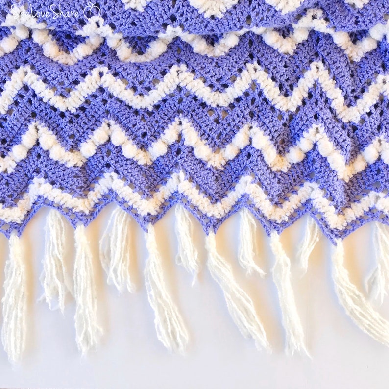 Crochet Purple /& Puff Chevron Blanket