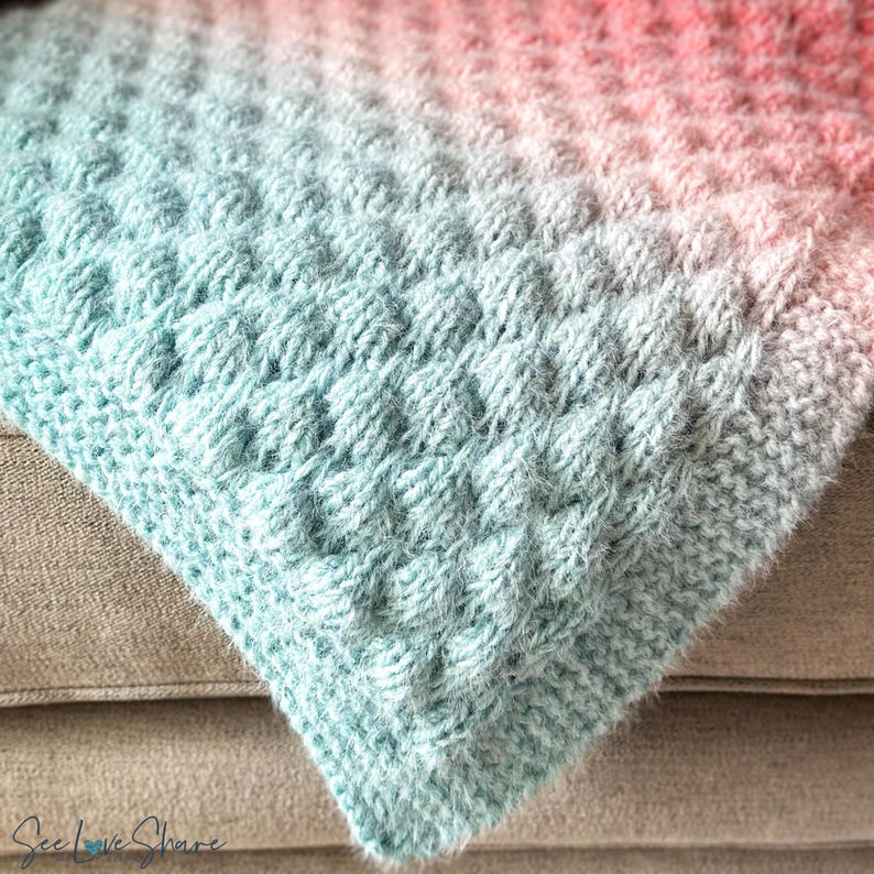 Modello per copertina per neonato a maglia con punto a bolle / Lavorazione a maglia adatta ai principianti / Copertina per neonato con texture / PDF immagine 1
