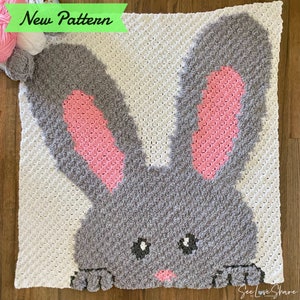 C2C Bunny Throw PATTERN - Coperta all'uncinetto, coperta per bambini, decorazione fatta a mano, adatta ai principianti, baby shower, coperta spessa, strutturata