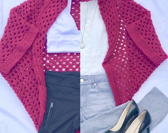 Granny Square Cardigan Pattern | Crochet Cardigan | Beginner Crochet Sweater | Womens Crochet Jacket | PDF Instant Download