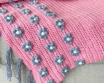 Flower Crochet Baby Blanket Pattern | Puff Stitch Floral Throw | Baby Shower Gift | Beginner Crochet