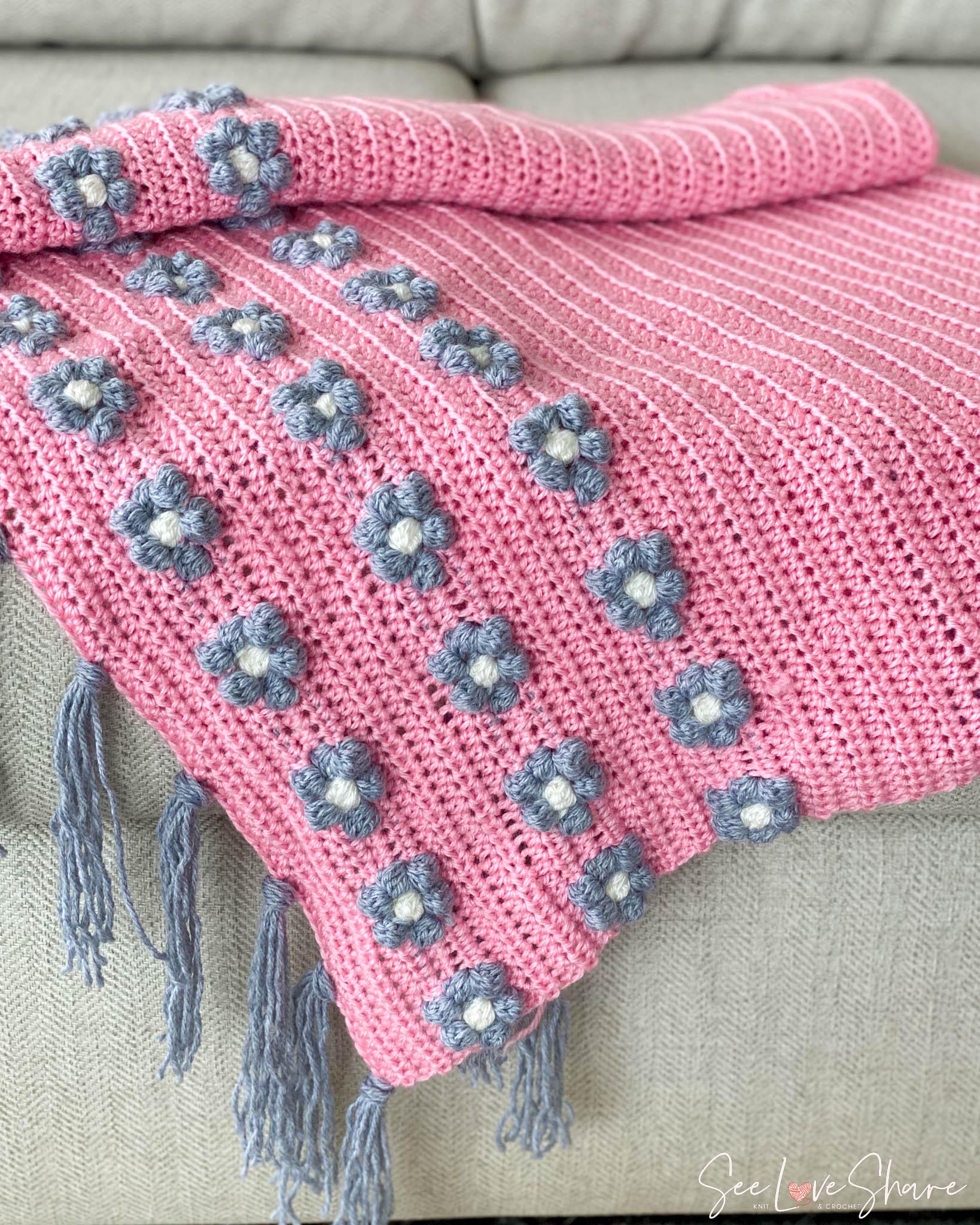 Flower Crochet Baby Blanket Pattern Puff Stitch Floral
