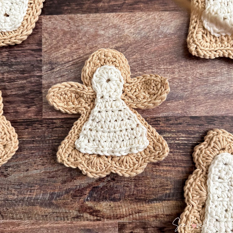ANGEL Christmas Sugar Cookie Ornament Crochet Pattern, gift, present, decor, handmade image 6