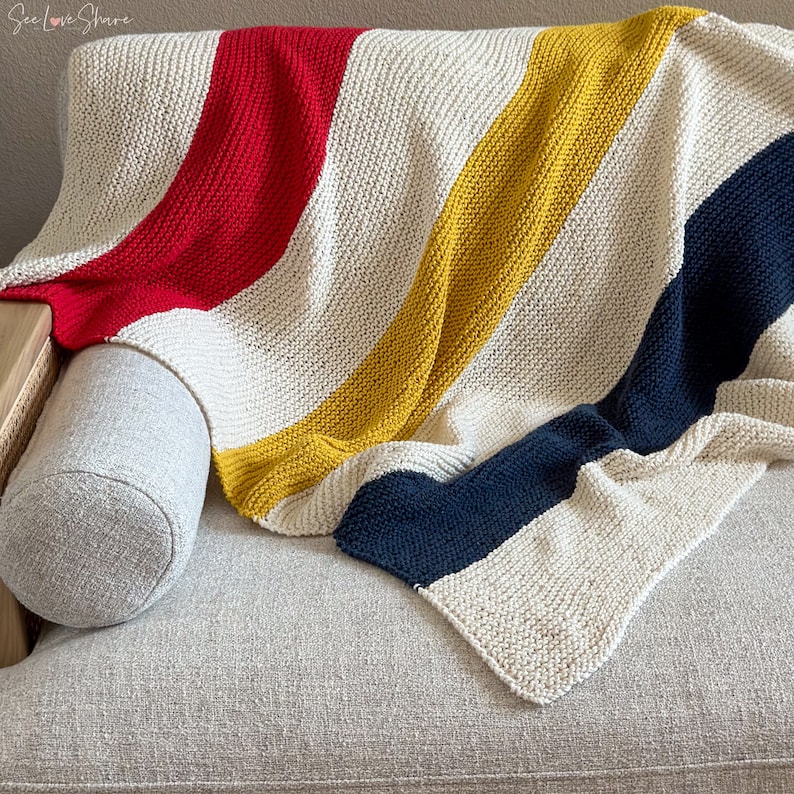 Hudsons Simple Knit Throw Blanket, Afghan, Perfect for Beginners, baby showers, gift PATTERN image 3