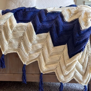 Easy Knit Throw PATTERN - Chunky Throw Knit Pattern  Beginner Friendly, Farmhouse rustic, handmade blanket, diy decor