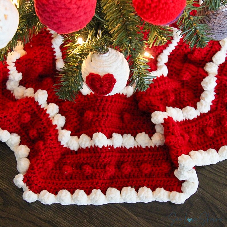 Patrón de falda para árbol de Navidad a crochet / PDF de falda para árbol de Navidad a crochet / Tallas para árboles pequeños y mini / Patrón de decoración navideña para principiantes imagen 9