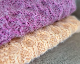 Honeycomb Knit Baby Blanket Pattern | Chunky Knit Throw | Cable Knit Blanket | Baby Shower Gift PDF