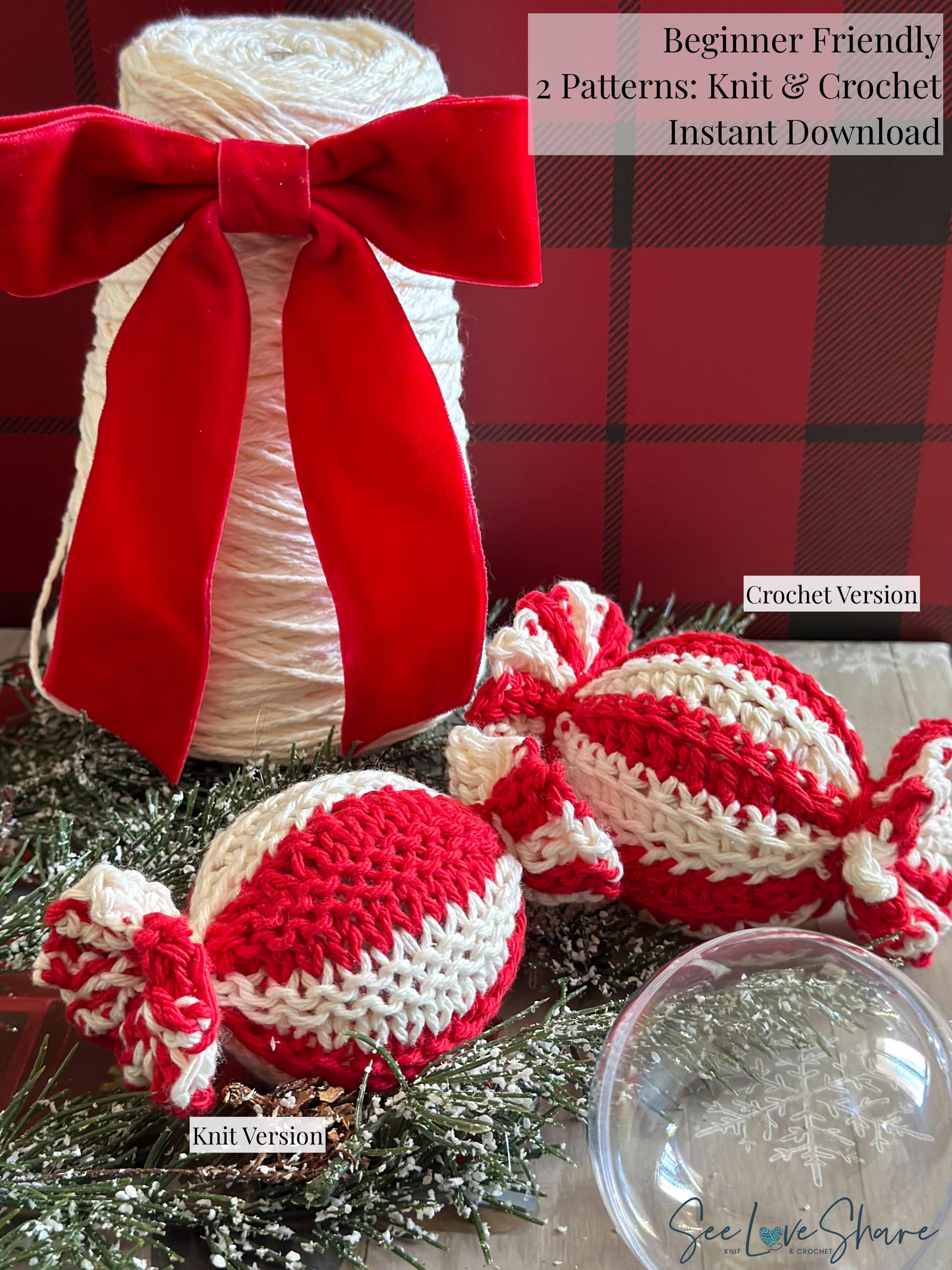 Peppermint Candy Ornament Pattern • Crochet + Knit Pattern Bundle ...