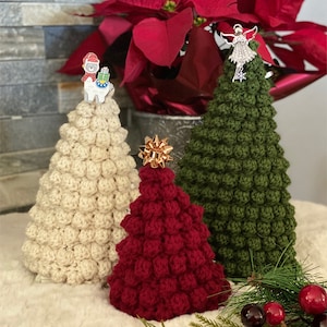 Crochet Bobble Stitch Christmas Tree Trio PATTERN, decor, hostess gift, handmade, ornament image 5