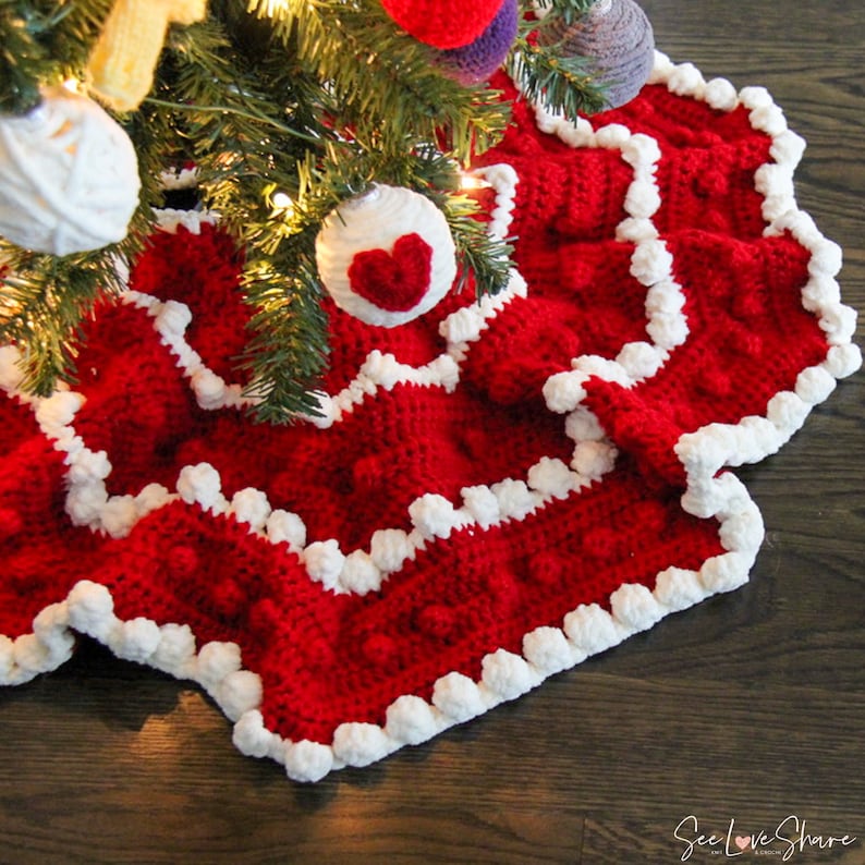 Patrón de falda para árbol de Navidad a crochet / PDF de falda para árbol de Navidad a crochet / Tallas para árboles pequeños y mini / Patrón de decoración navideña para principiantes imagen 2