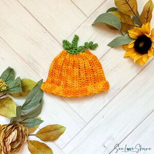 Babys First Pumpkin/Jack-O-Lantern Beanie CROCHET PATTERN. Halloween costume, Thanksgiving, fall decor, autumn fall hat image 6