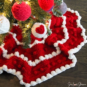 Crochet Bobble Stitch Christmas Tree Skirt PATTERN: Gift, Home Decor, Holiday Decor image 4