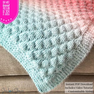 Modello per copertina per neonato a maglia con punto a bolle / Lavorazione a maglia adatta ai principianti / Copertina per neonato con texture / PDF immagine 5