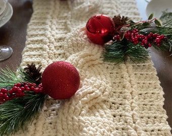 Rustic Cable Stitch Table Runner - CROCHET PATTERN