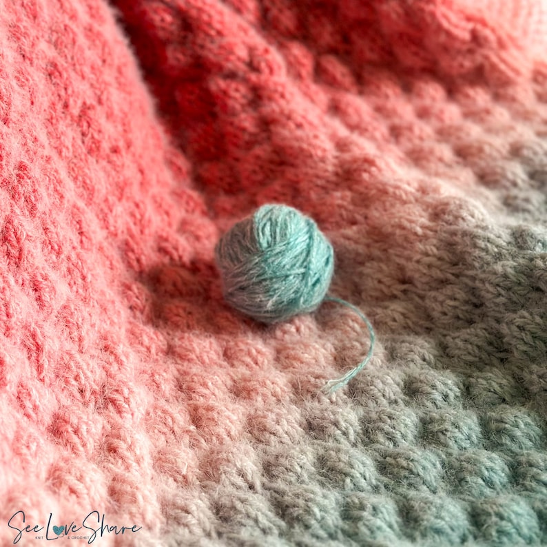 Modello per copertina per neonato a maglia con punto a bolle / Lavorazione a maglia adatta ai principianti / Copertina per neonato con texture / PDF immagine 10
