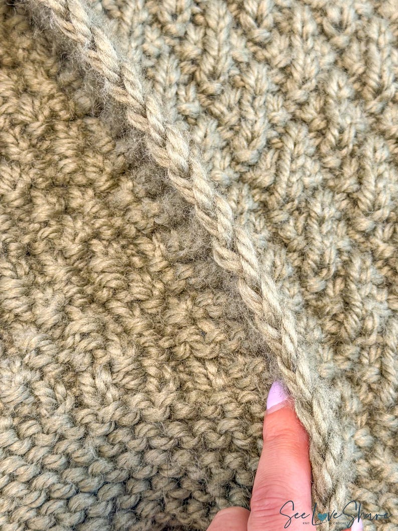 Chunky Knit Throw Blanket Pattern | Seersucker Quilted Look | Easy Beginner Knit Throw | Super Bulky Knit & Purl | Cozy Home Decor image 12