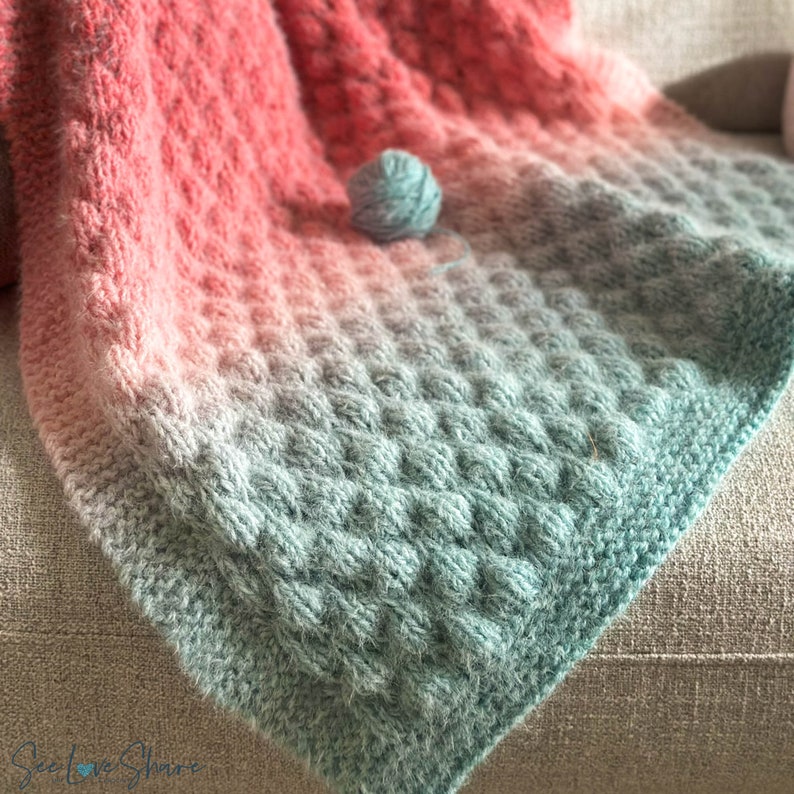 Modello per copertina per neonato a maglia con punto a bolle / Lavorazione a maglia adatta ai principianti / Copertina per neonato con texture / PDF immagine 7