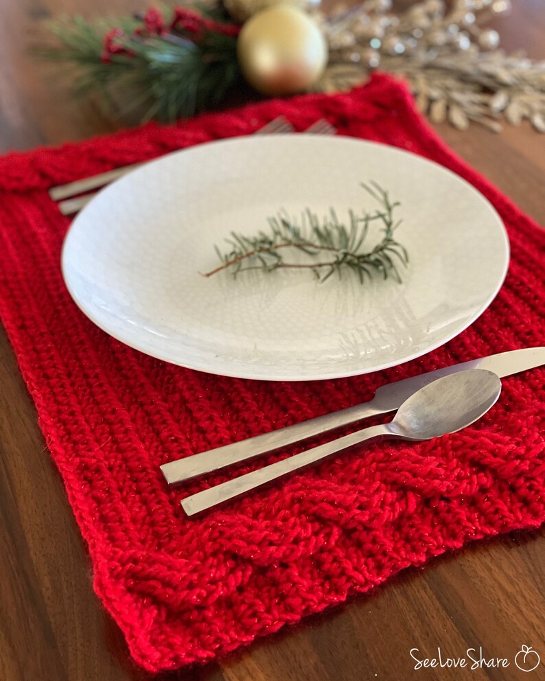 Holiday Crochet Place setting PATTERN | Crochet Christmas Decor | Beginner Guide | Home Decor, Handmade Holiday image 4