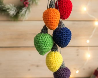 Crochet Christmas Light Bulb Ornament Pattern – PDF Digital Download – Vintage Holiday Garland – Easy Amigurumi Pattern