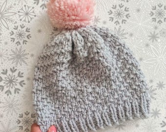 Seed Stitch Knit Beanie Pattern | Quick 2-Hour Beginner Hat | Simple Winter Toque | Gift Idea PDF