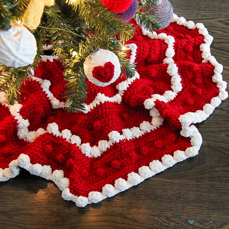 Patrón de falda para árbol de Navidad a crochet / PDF de falda para árbol de Navidad a crochet / Tallas para árboles pequeños y mini / Patrón de decoración navideña para principiantes imagen 10