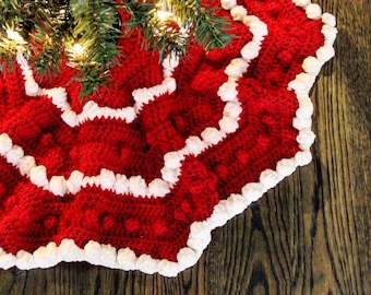 Crochet Bobble Stitch Christmas Tree Skirt PATTERN: Gift, Home Decor, Holiday Decor