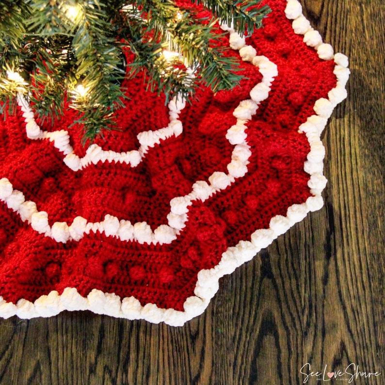 Patrón de falda para árbol de Navidad a crochet / PDF de falda para árbol de Navidad a crochet / Tallas para árboles pequeños y mini / Patrón de decoración navideña para principiantes imagen 4