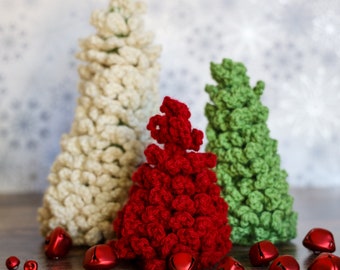 Adjustable Douglas Fir Crochet Christmas Tree Trio Set of Patterns – Beginner Guide, Hostess Gift, Holiday Decor, Ornament