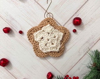 STAR Christmas Sugar Cookie Ornament - Crochet Pattern, gift, present, decor, handmade