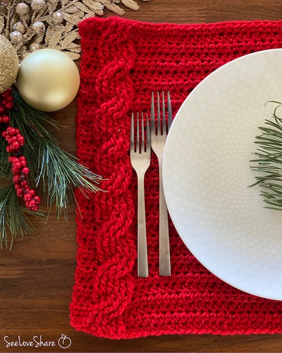 Holiday Crochet Place setting PATTERN | Crochet Christmas Decor | Beginner Guide | Home Decor, Handmade Holiday