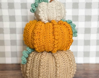 Stackable Pumpkin Crochet Pattern | Easy Beginner Pumpkin Trio | Halloween Fall Shelf Decor | PDF Instant Download