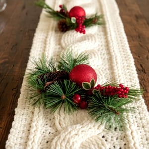 Schema/tutorial per runner da tavola all'uncinetto con punto a trecce rustico, adatto ai principianti, Natale, Hanukkah