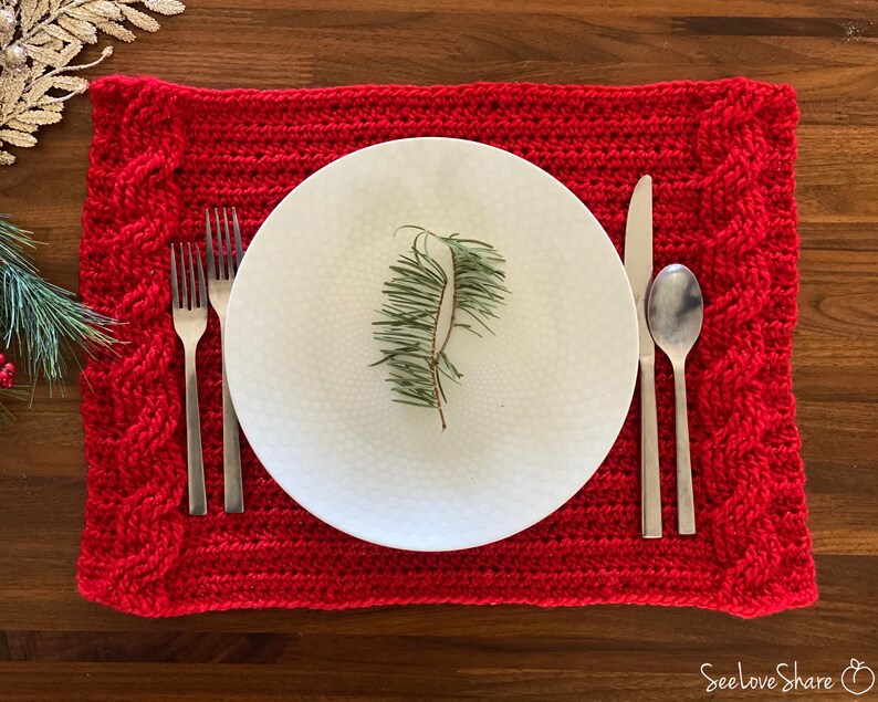 Holiday Crochet Place setting PATTERN | Crochet Christmas Decor | Beginner Guide | Home Decor, Handmade Holiday image 2