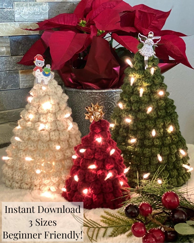 Weihnachtsbaum Häkelanleitung | 3 Größen Anfänger Urlaub Dekor | Einfaches DIY Weihnachtsbaum PDF Bild 5