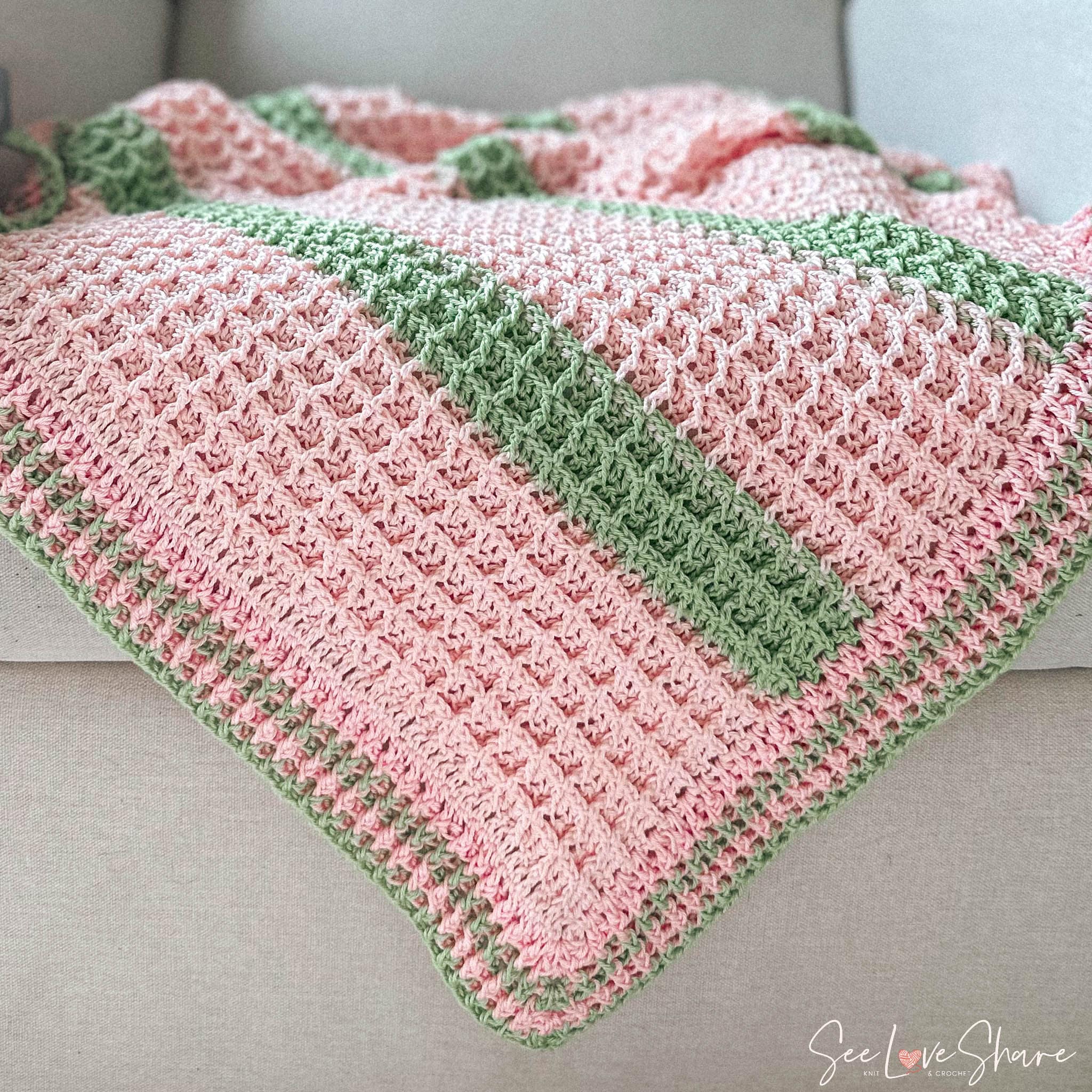 Waffle Stitch Crochet Baby Blanket Pattern Beginner