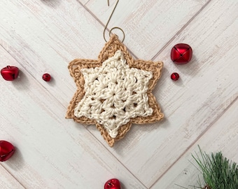 SNOWFLAKE Winter Sugar Cookie Ornament - Crochet Pattern, gift, present, decor, handmade, christmas, hostess, holiday, hanukkah 6 point star