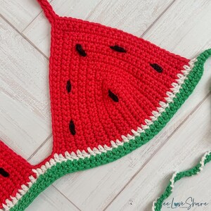 Crochet Watermelon Bikini Pattern | Crochet Bikini Top | Summer Swimwear | Festival Top | Beginner Friendly PDF Download image 5