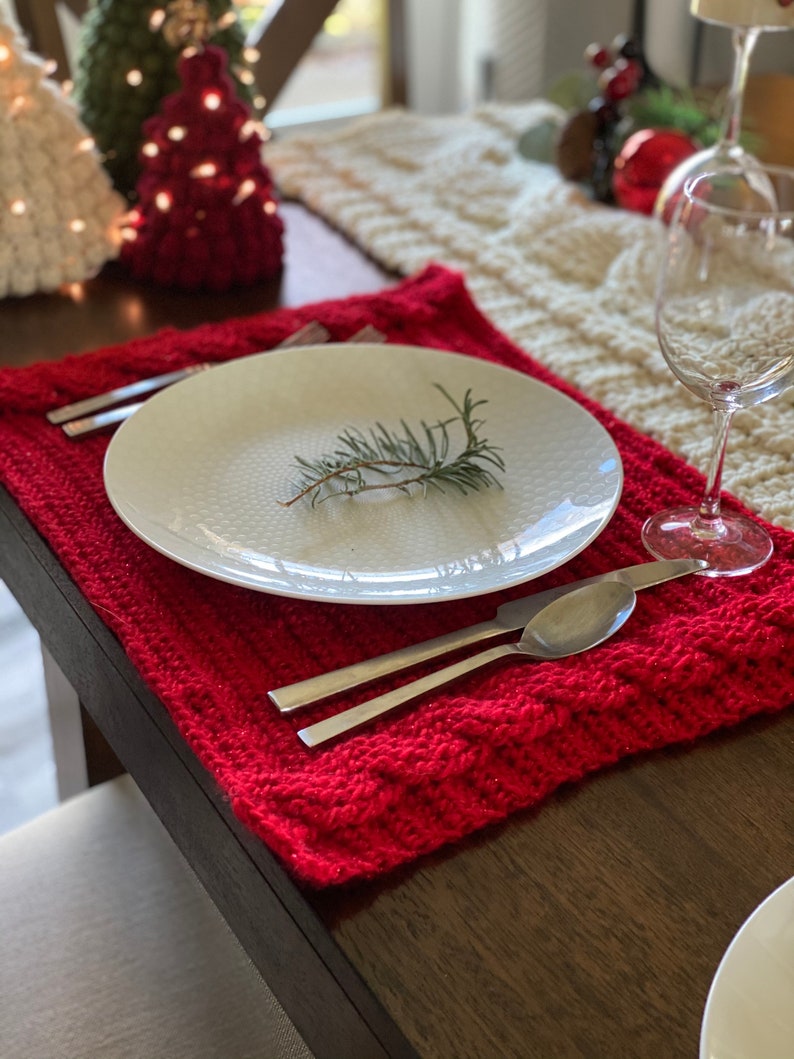 Holiday Crochet Place setting PATTERN | Crochet Christmas Decor | Beginner Guide | Home Decor, Handmade Holiday image 3