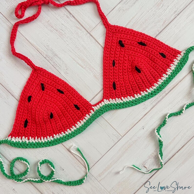 Crochet Watermelon Bikini Pattern | Crochet Bikini Top | Summer Swimwear | Festival Top | Beginner Friendly PDF Download image 8