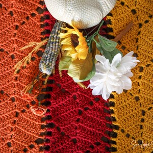 Adjustable Falling Leaves Autumn Crochet Pattern for Table Runner, Throw, Afghan, Pillow Sham, Scarf, Gifts, Thanksgiving image 3