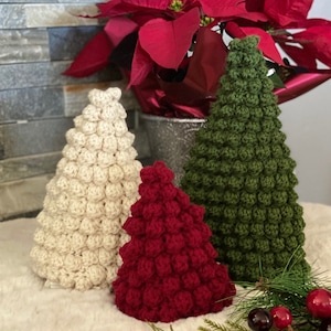 Crochet Bobble Stitch Christmas Tree Trio PATTERN, decor, hostess gift, handmade, ornament image 3