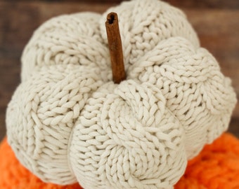 Knit Cable Stitch Pumpkin PATTERN & Beginner Instructions: Autumn, Halloween, Thanksgiving, decor, gift idea