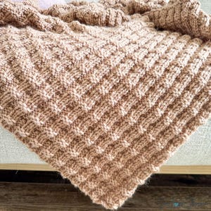 Double Sided Chunky Knit Blanket Pattern | Easy Textured Throw | Beginner TV Knitting | PDF Download image 6