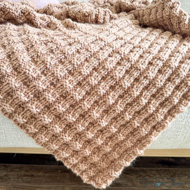 Double Sided Chunky Knit Blanket Pattern | Easy Textured Throw | Beginner TV Knitting | PDF Download image 6