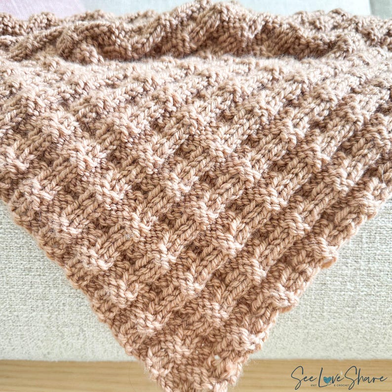 Double Sided Chunky Knit Blanket Pattern | Easy Textured Throw | Beginner TV Knitting | PDF Download image 1