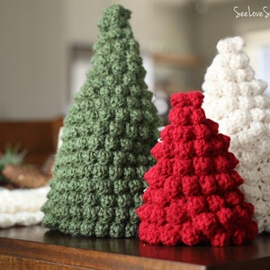 Crochet Bobble Stitch Christmas Tree Trio PATTERN image 6