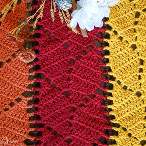 Adjustable Falling Leaves Autumn Crochet Pattern for Table Runner, Throw, Afghan, Pillow Sham, Scarf, Gifts, Thanksgiving image 2