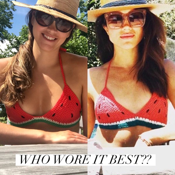 Crochet Watermelon Bikini - Crochet PATTERN, Summer top, bathing suit, festival attire, sunbathing, handmade beginner friendly