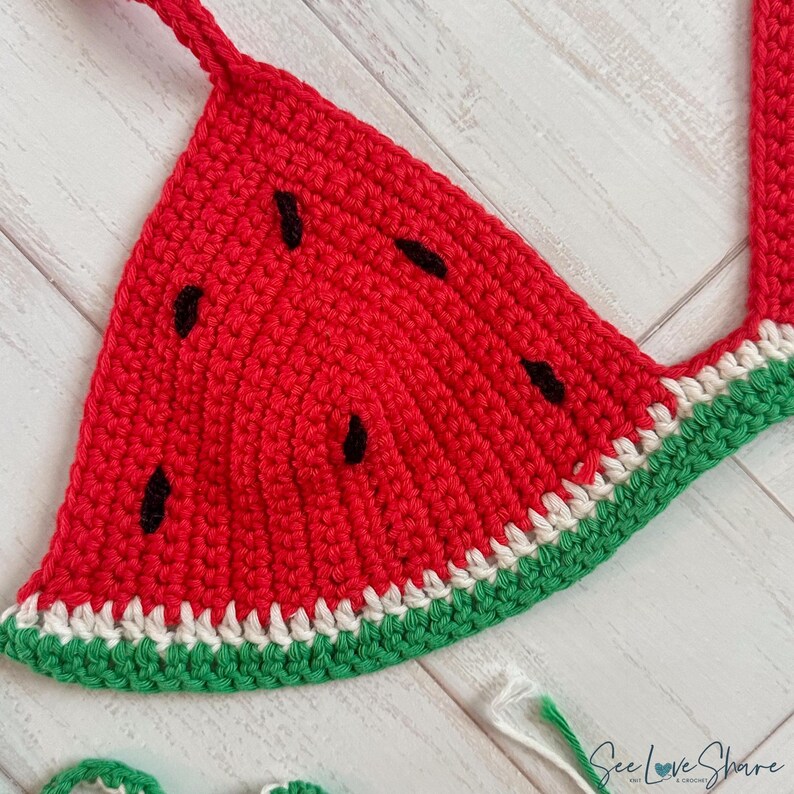 Crochet Watermelon Bikini Pattern | Crochet Bikini Top | Summer Swimwear | Festival Top | Beginner Friendly PDF Download image 6