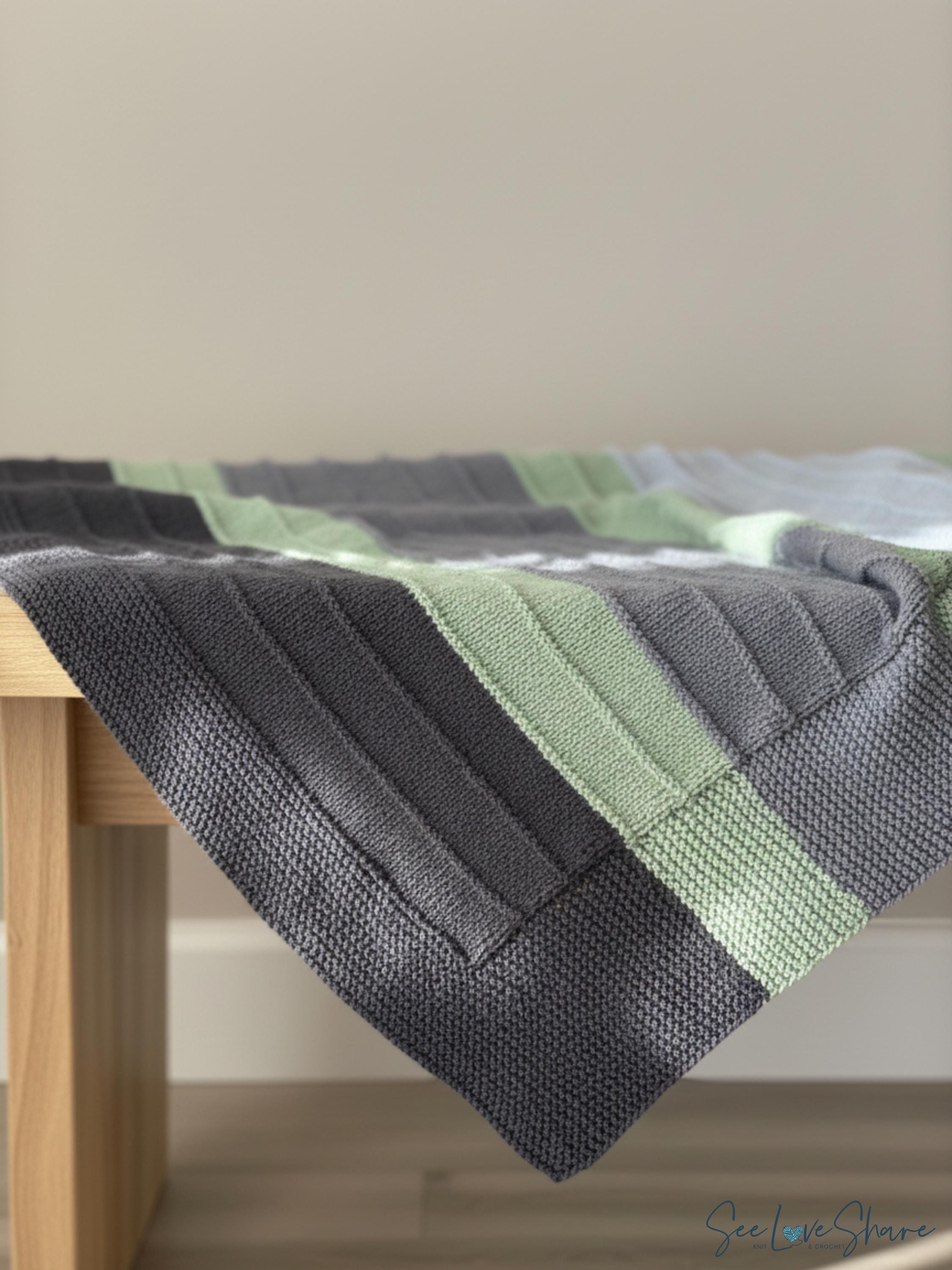 Simple Knit Blanket Pattern | Color Block Knit Throw | Easy Baby ...